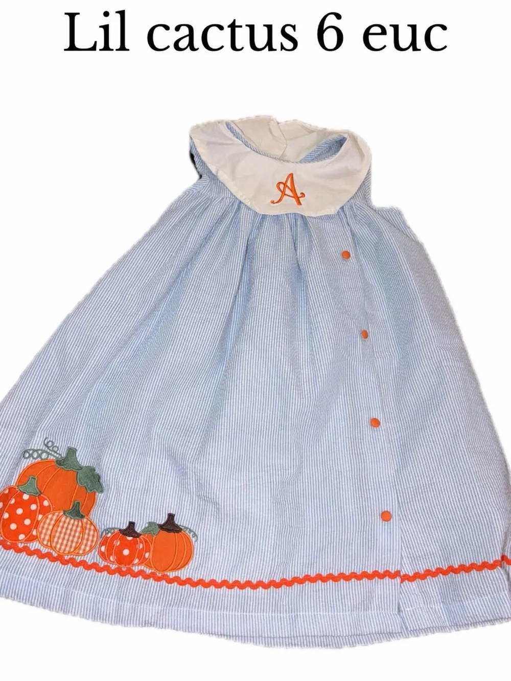 Lil cactus a monogram pumpkin Halloween fall dress